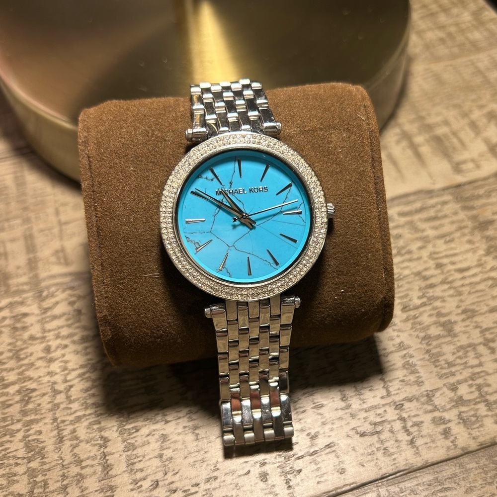 Michael Kors Stainless Crystal Blue Watch